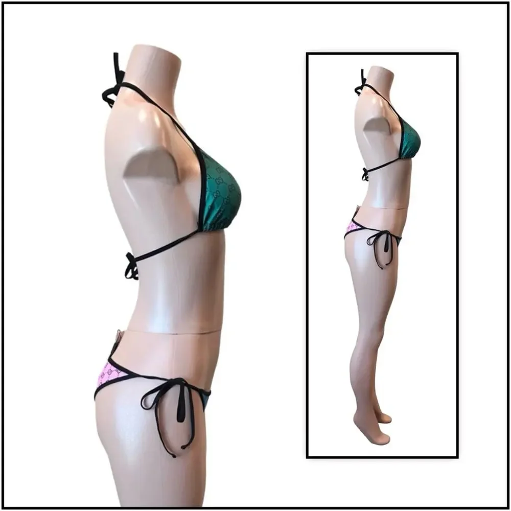 GG Monogram Color-block Vibrant Colored Bikini SZ L - Picture 10 of 15